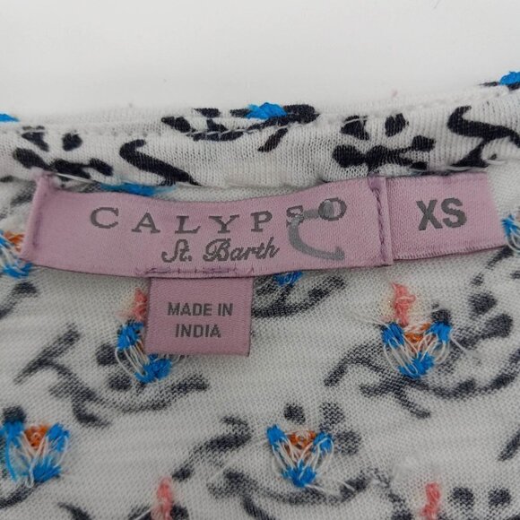 Calypso St. Barth Coconut Zahara Tee Top Sequin Embroidered Boho Beach XS - Picture 7 of 10